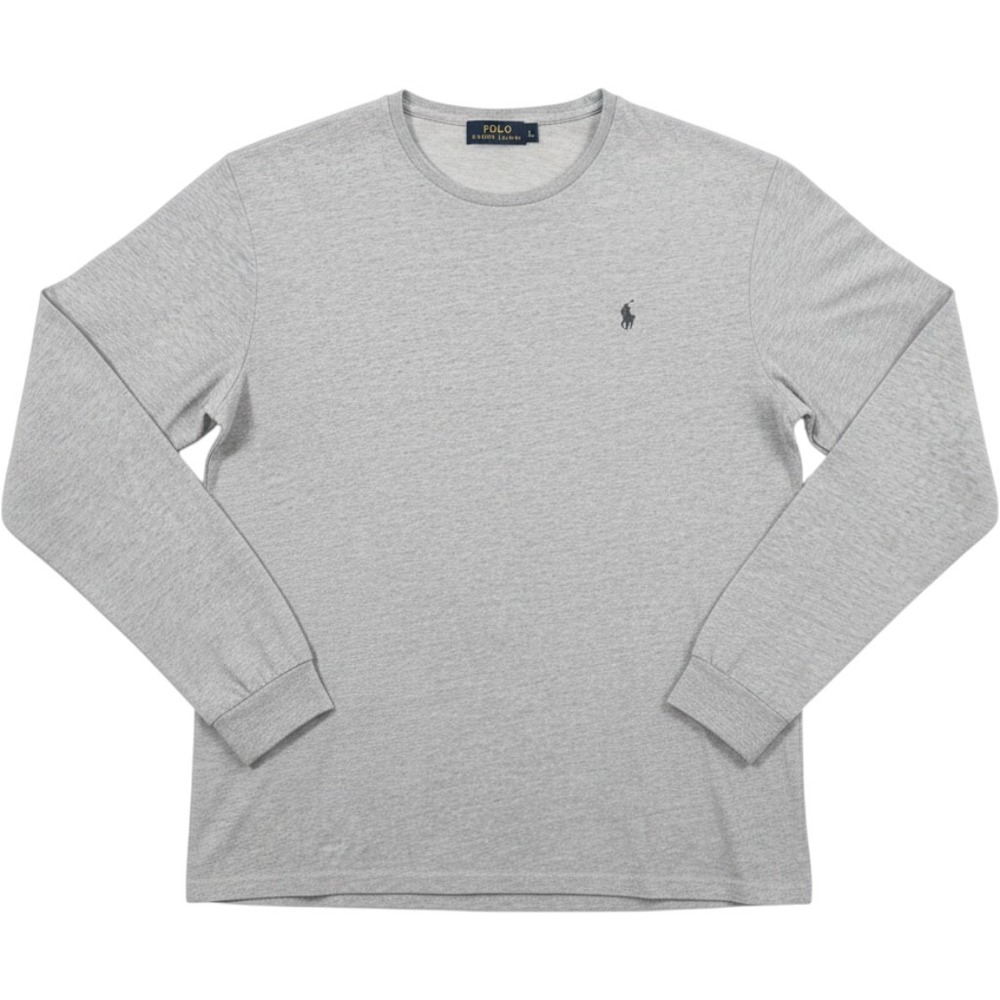Polo Ralph Lauren Classic T-Shirt Men L Heather Gray Long Sleeve Crewneck Preppy